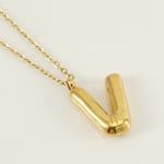 Gold color / 1 Piece Simple Series Simple Letter V Stainless Steel  Gold Color Women's Pendant Necklaces Picture22